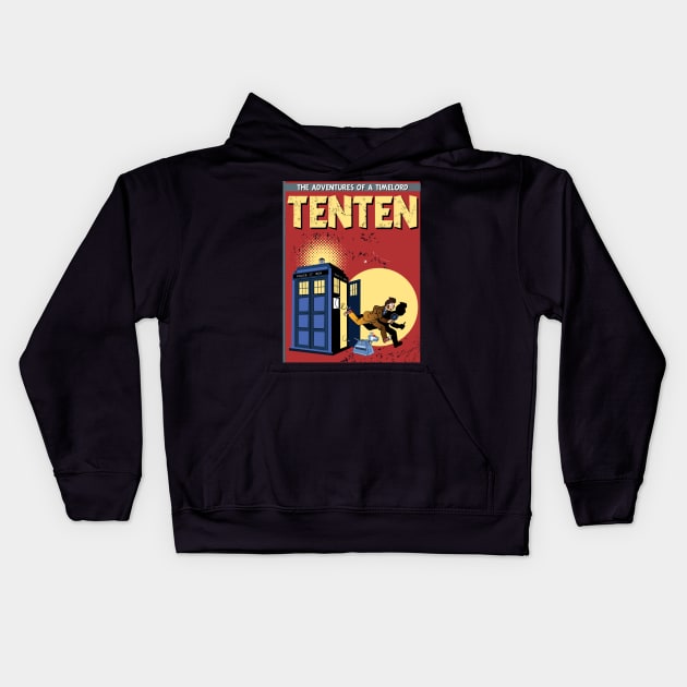 TENTEN THE ADVENTURES OF A TIMELORD VINTAGE COMIC COVER Kids Hoodie by KARMADESIGNER T-SHIRT SHOP